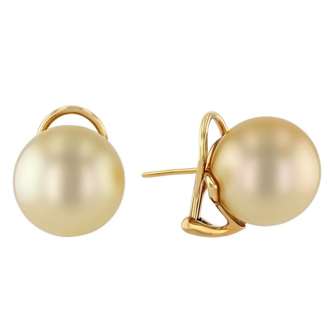 14k Yellow Gold 12mm Baroque Freshwater Cultured Pearl Hoop Earrings  CC-03-356-BRFP