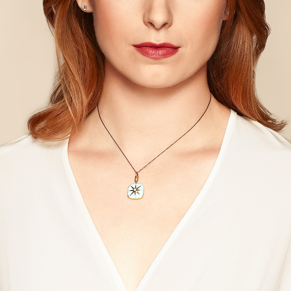 Monica Rich Kosann Blue Enamel & Yellow Gold Vermeil Cushion Locket with Blue Sapphire