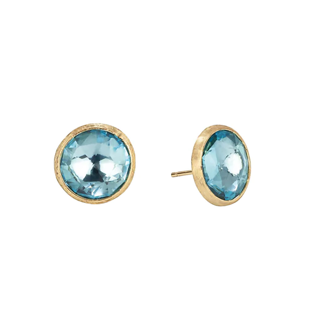 Marco Bicego Jaipur Color Blue Topaz Stud Earrings in Yellow Gold