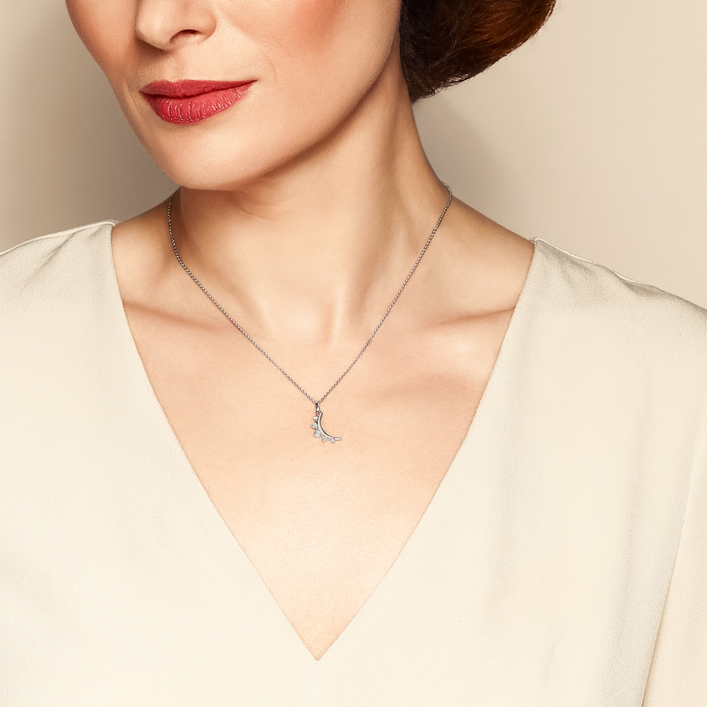 Monica Rich Kosann Petite Moon with Opal Necklace in Sterling Silver