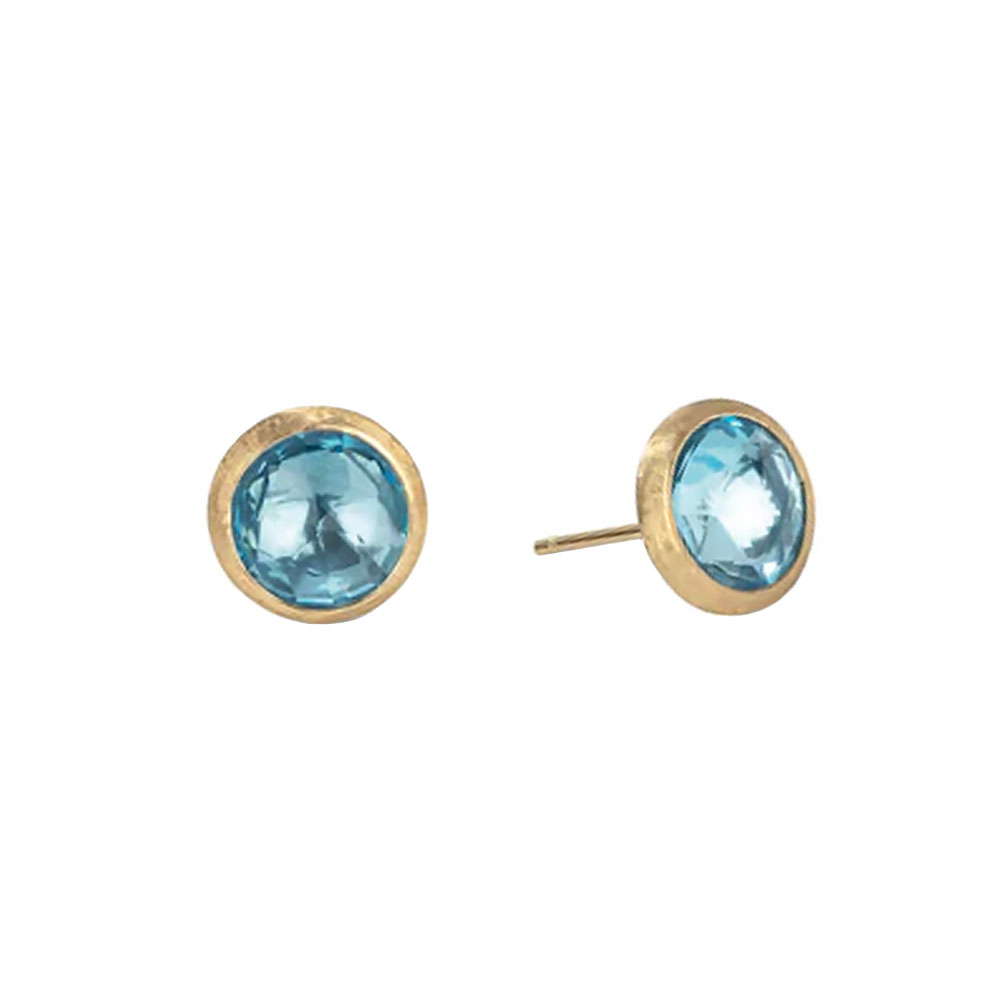 Marco Bicego Jaipur Blue Topaz Petite Stud Earrings in Yellow Gold