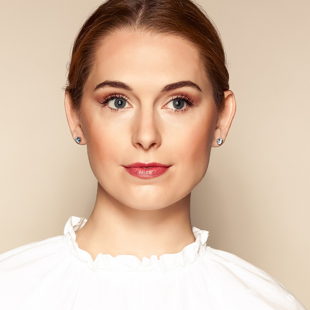 14K White Gold Checkerboard Cushion Blue Topaz Earrings