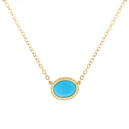 Image for Yellow Gold Oval Cabochon Turquoise Rope Bezel Necklace, 19"