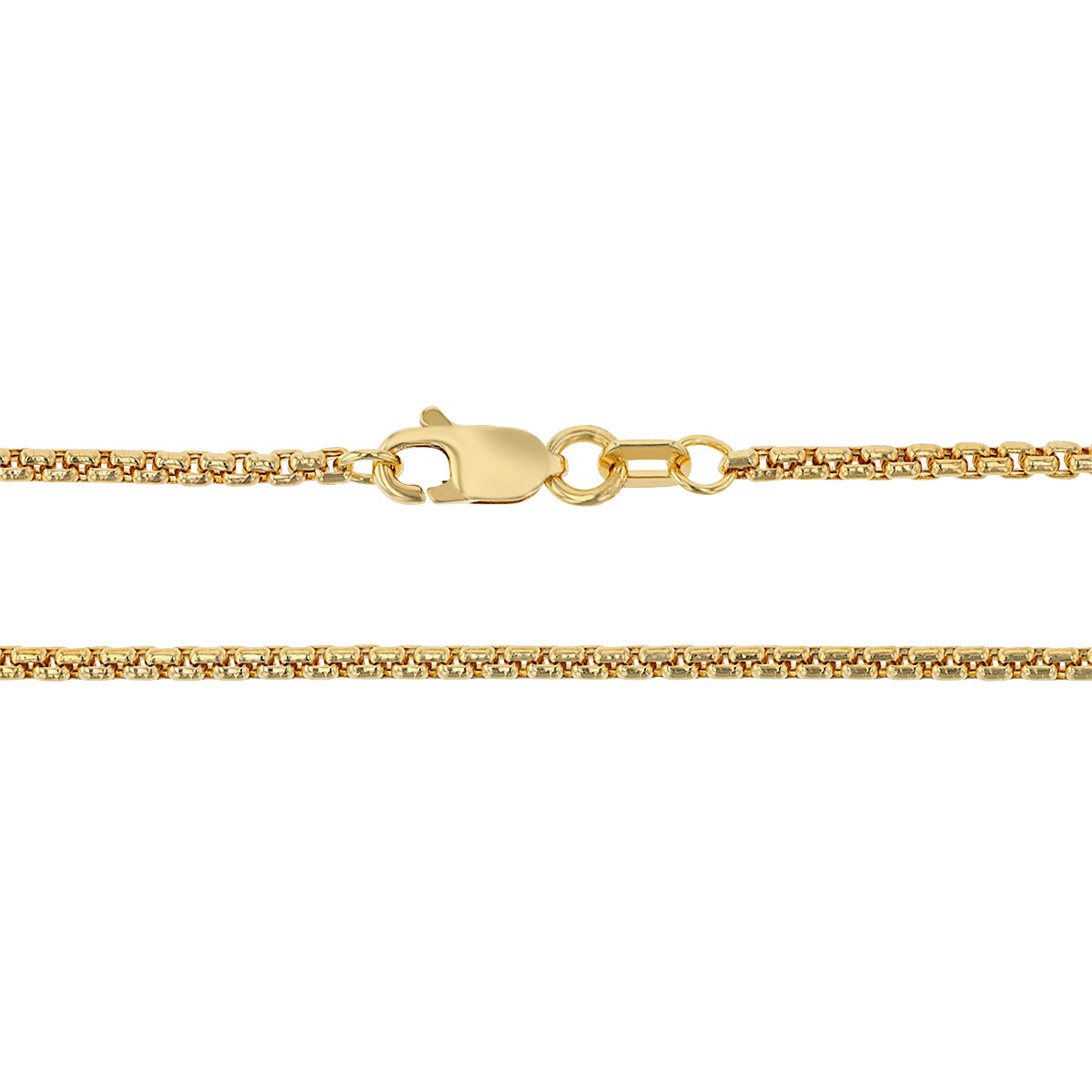 Yellow Gold 1.8 mm Round Hollow Box Chain, 24