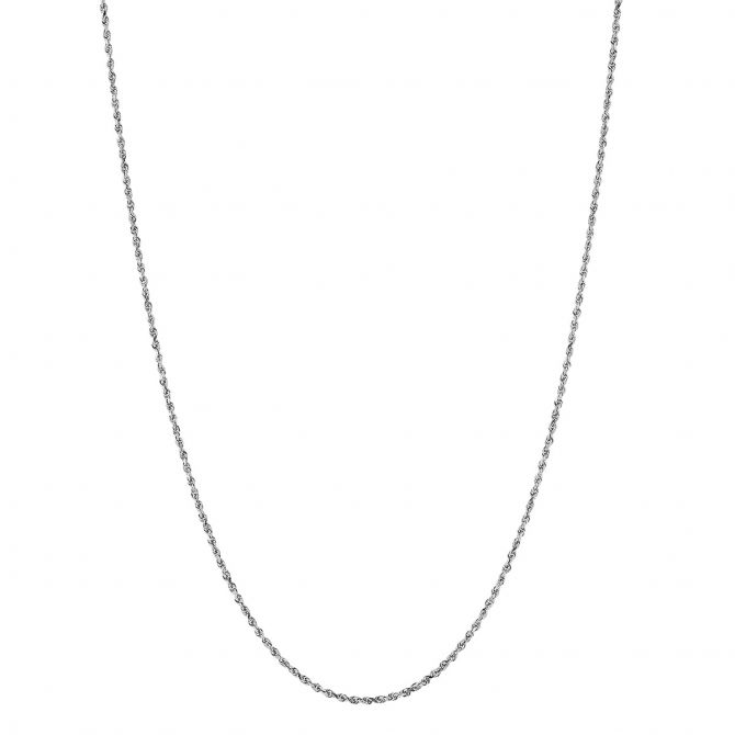 White Gold 1.56 mm Hollow Rope  Chain, 18"