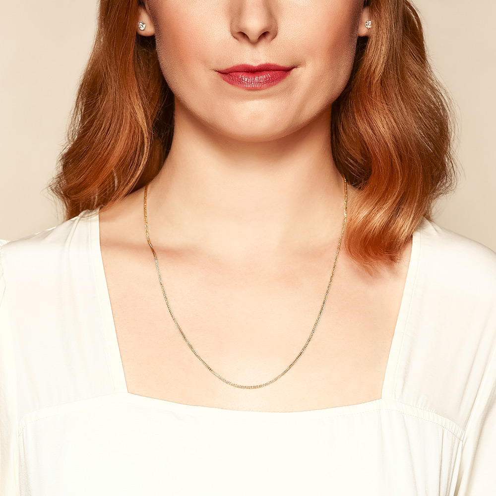 Yellow Gold 1.25 mm Hollow Square Wheat Chain, 24