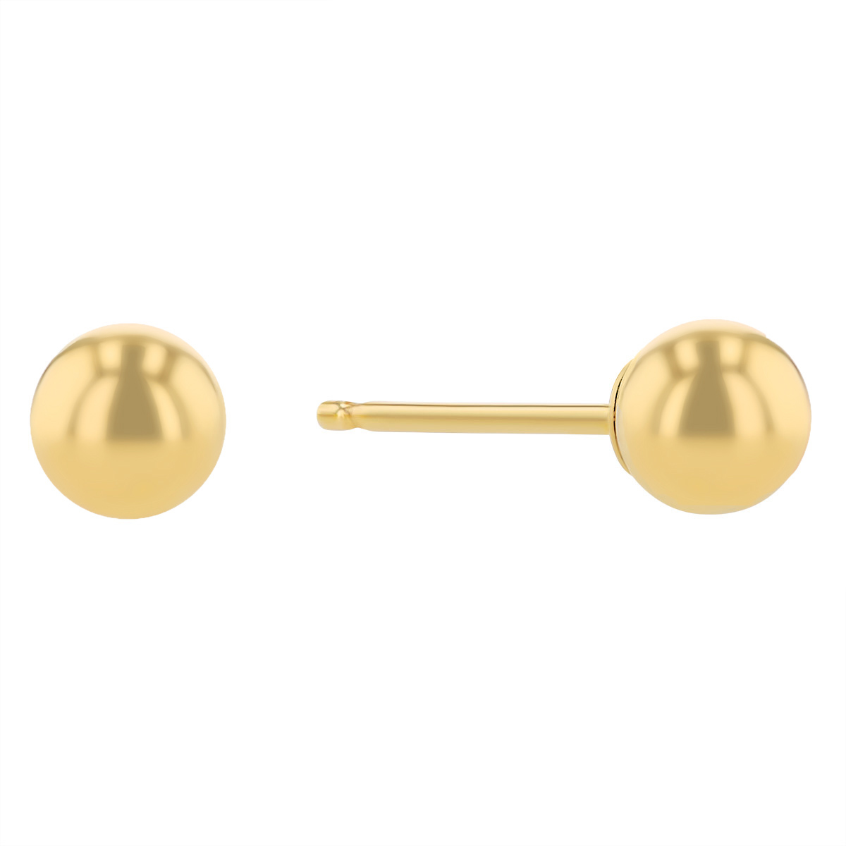14K Yellow Gold Ball Earrings, 4mm