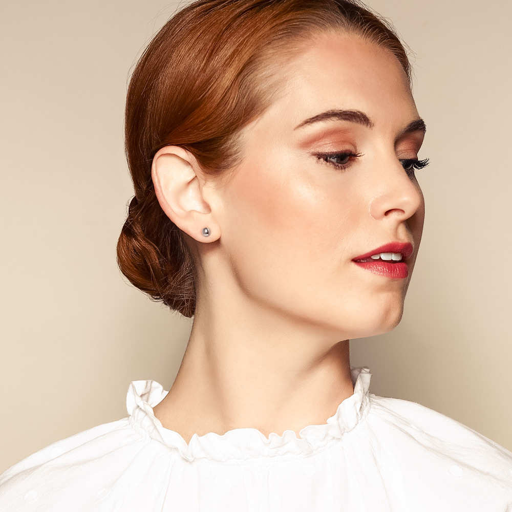 White Gold Ball Stud Earrings, 6 mm