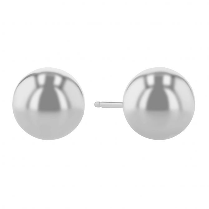 White Gold Ball Stud Earrings, 7mm
