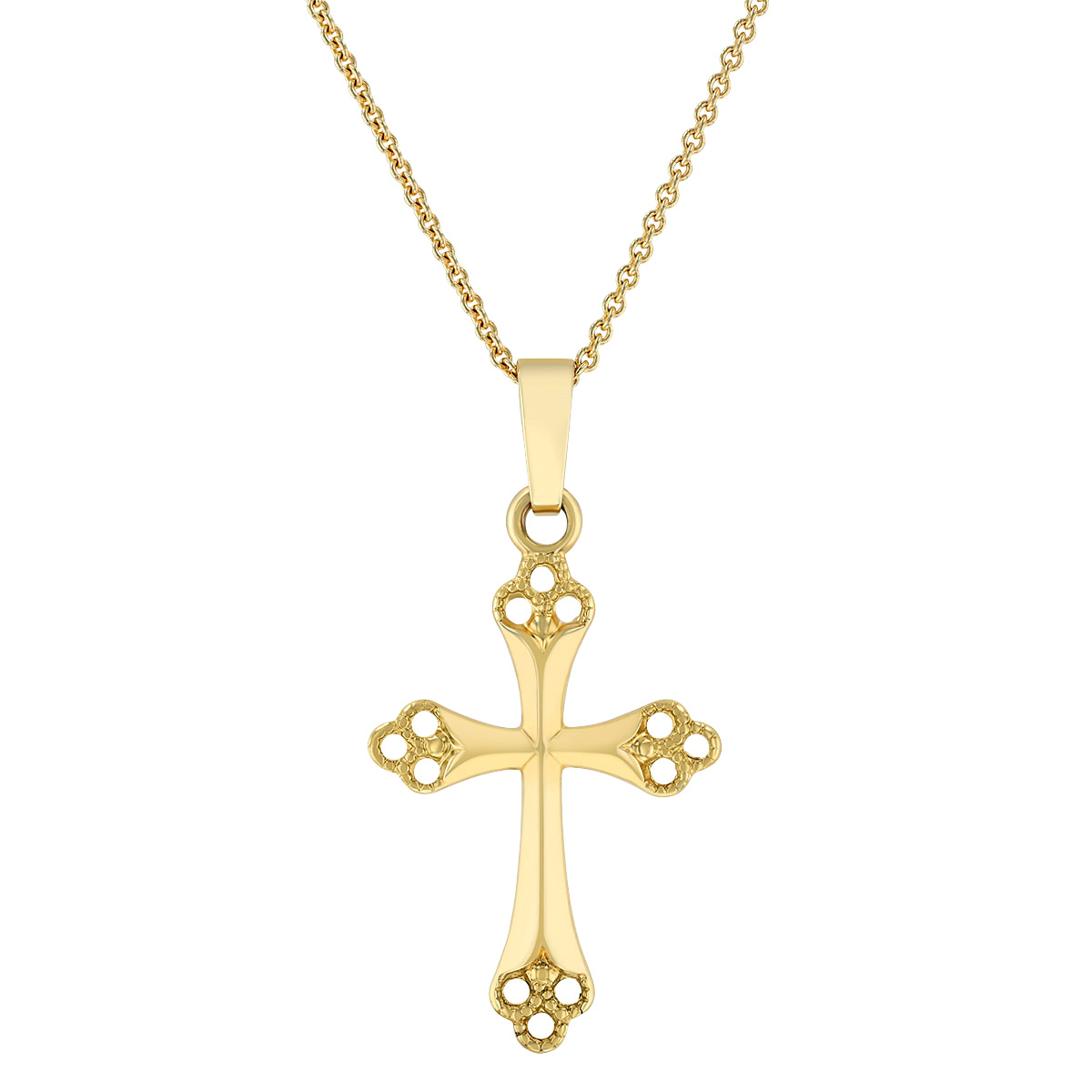 Yellow Gold Cross Pendant, 16-18