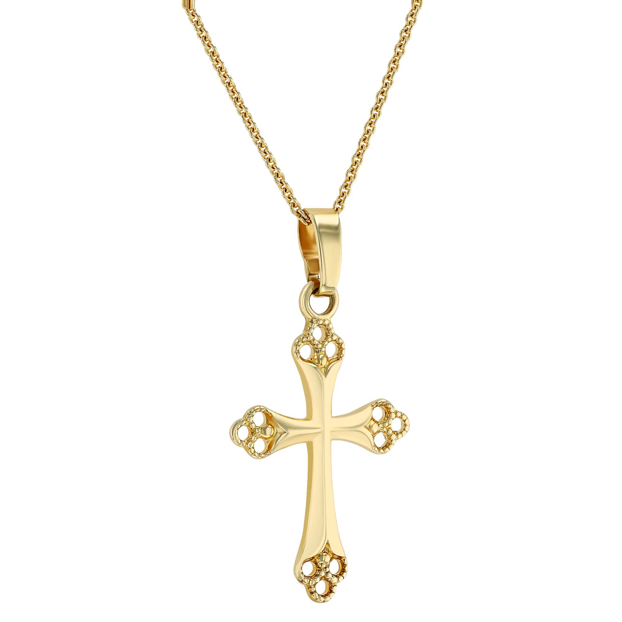 Yellow Gold Cross Pendant, 16-18
