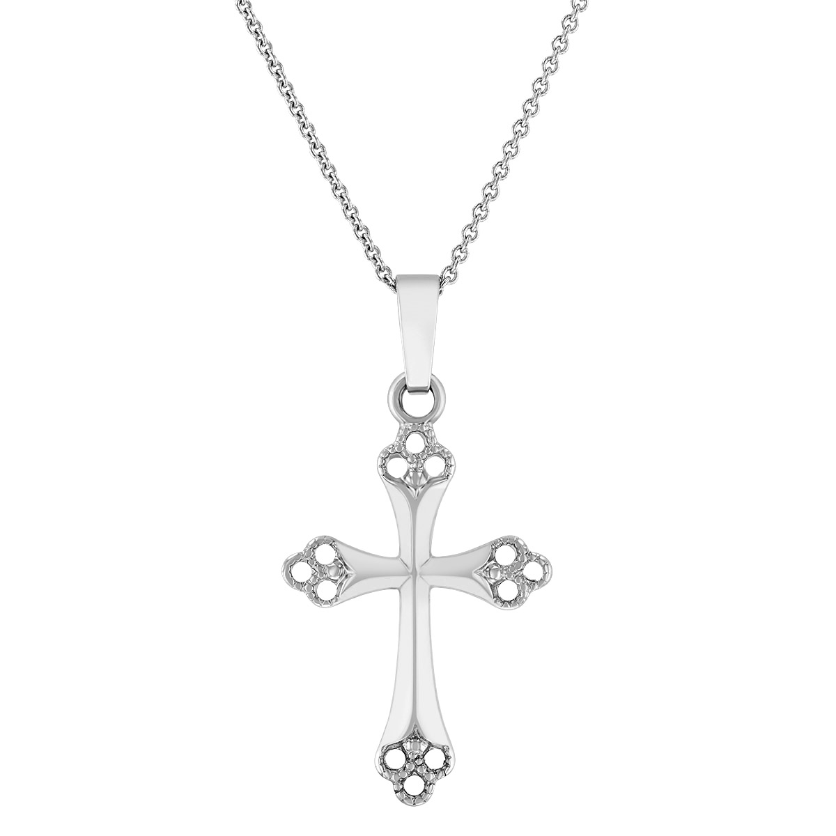 White Gold Filigree Cross Pendant