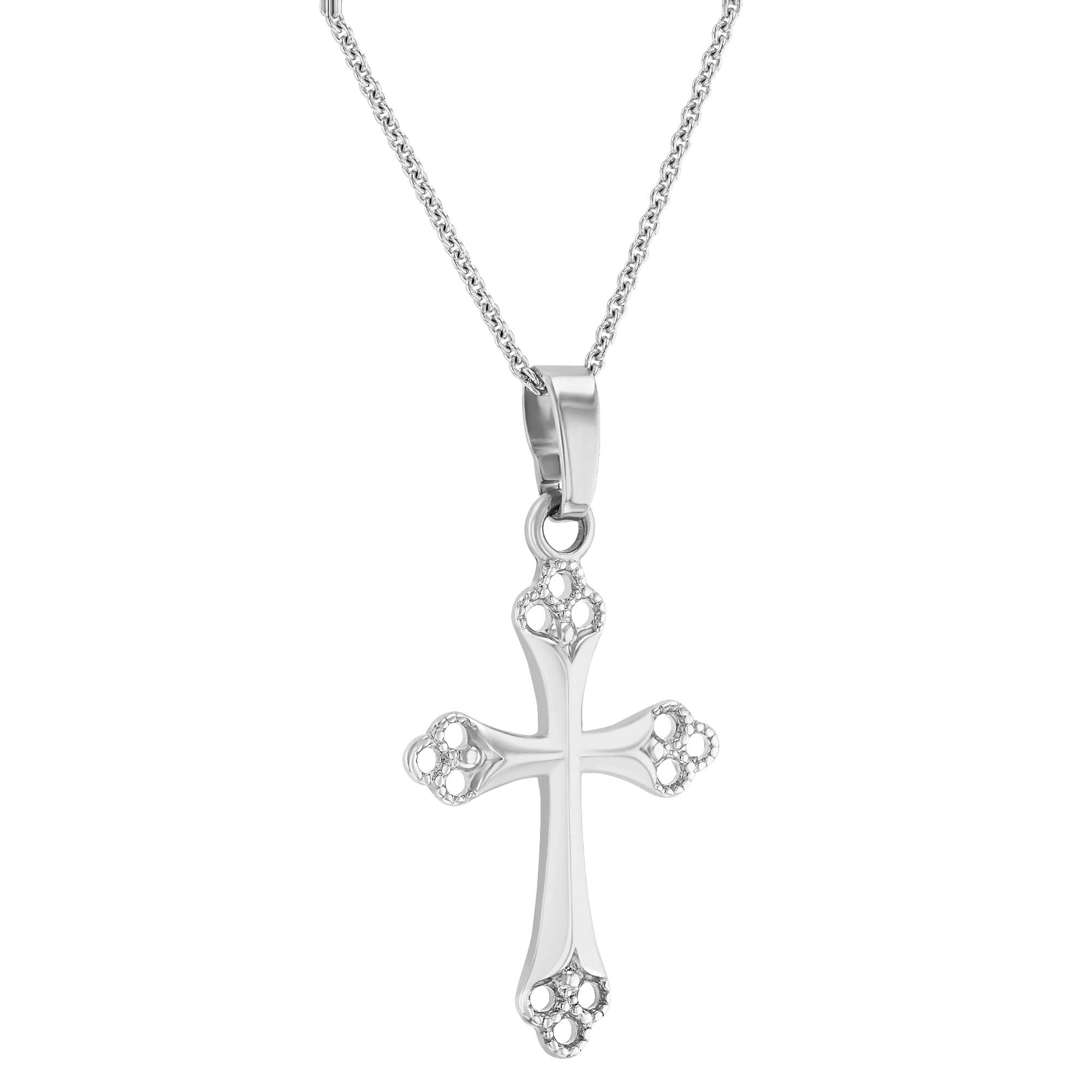 White Gold Filigree Cross Pendant
