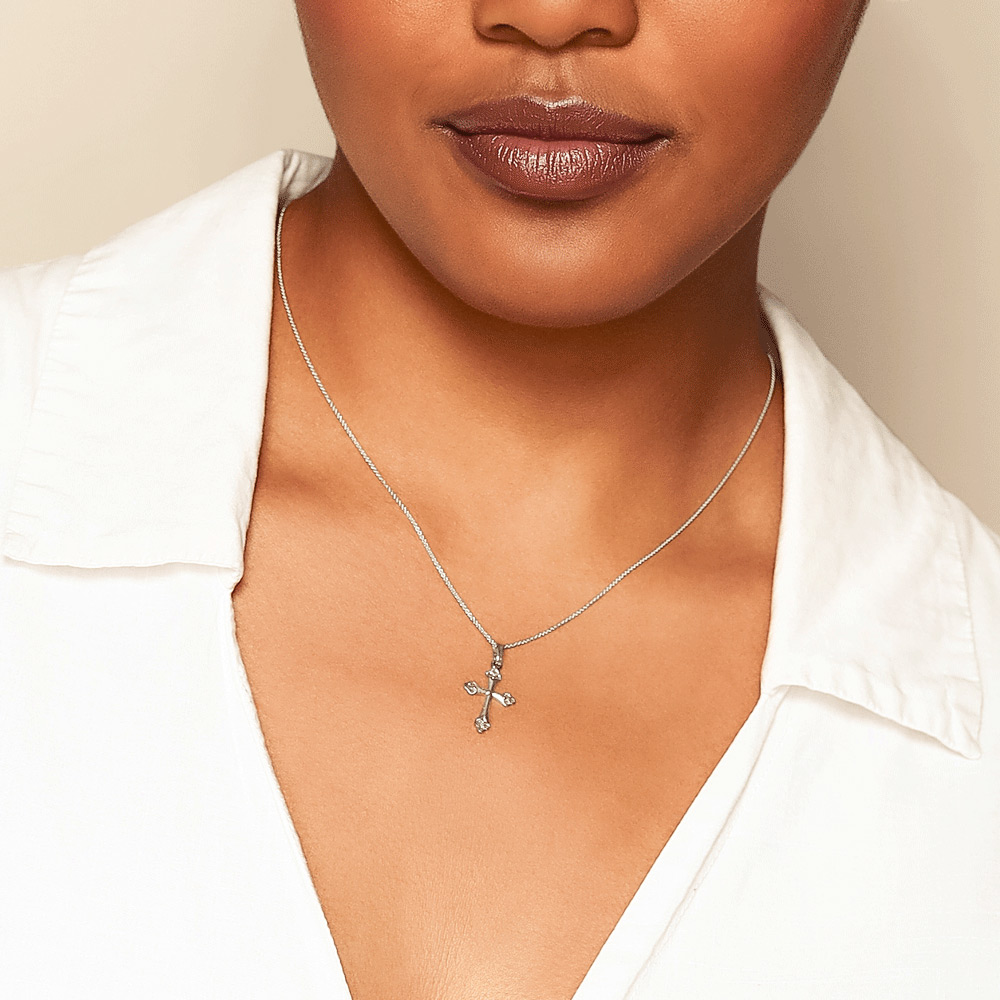 White Gold Filigree Cross Pendant