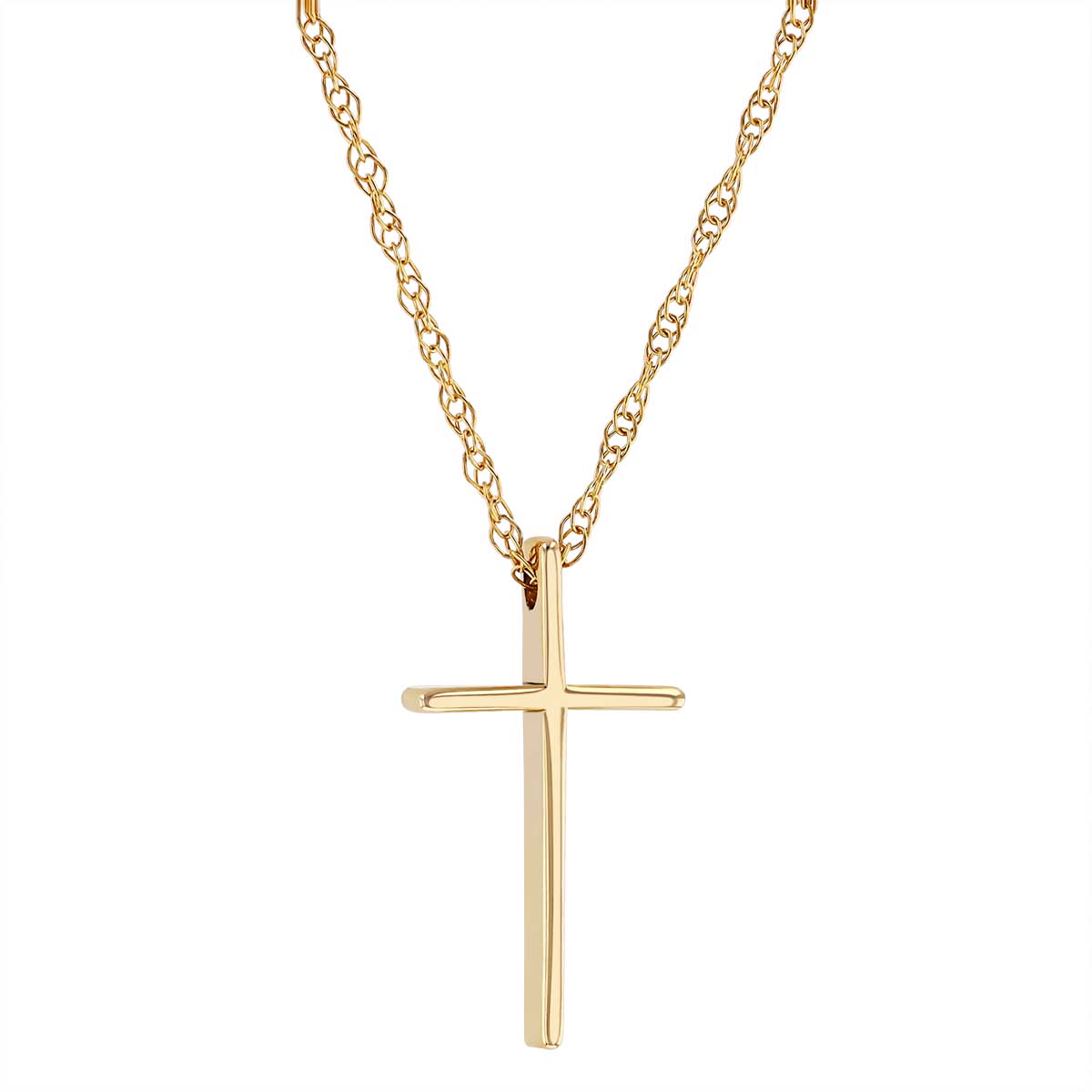 14K Yellow Gold High Polish Cross Pendant, 18