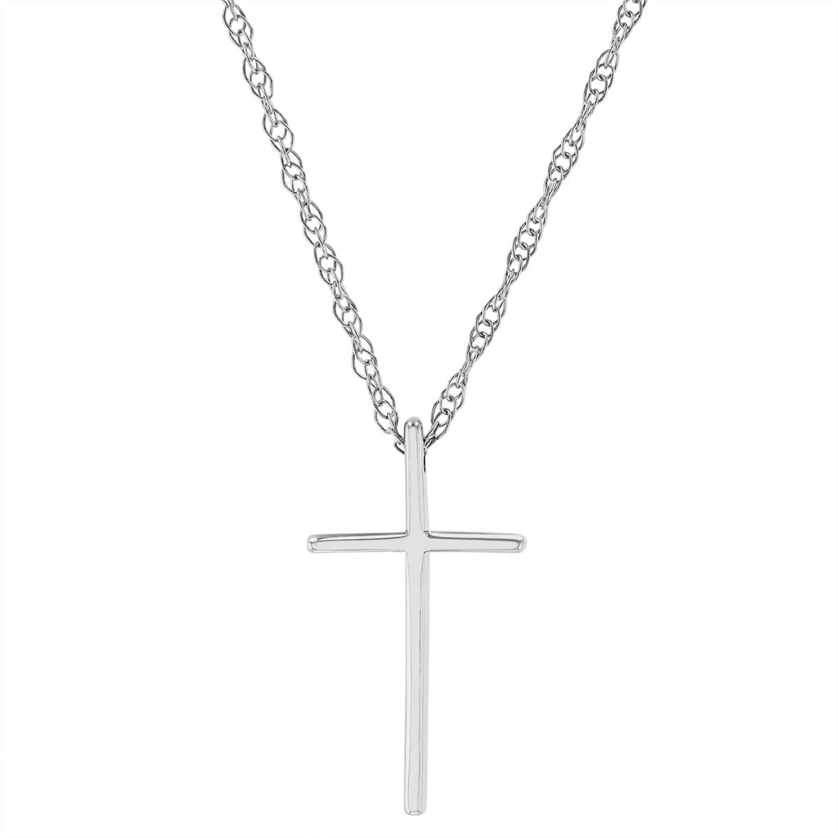 White Gold High Polish Cross Pendant, 18