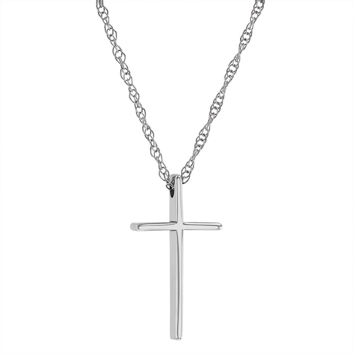 White Gold High Polish Cross Pendant, 18
