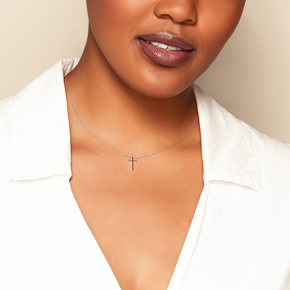 White Gold High Polish Cross Pendant, 18