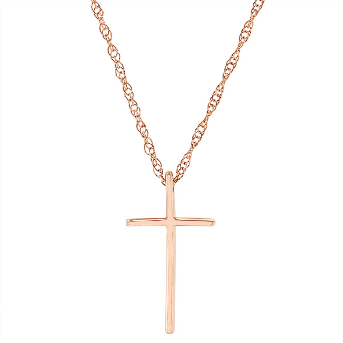 Rose Gold Slim Cross Pendant, 18