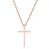 Rose Gold Slim Cross Pendant, 18"