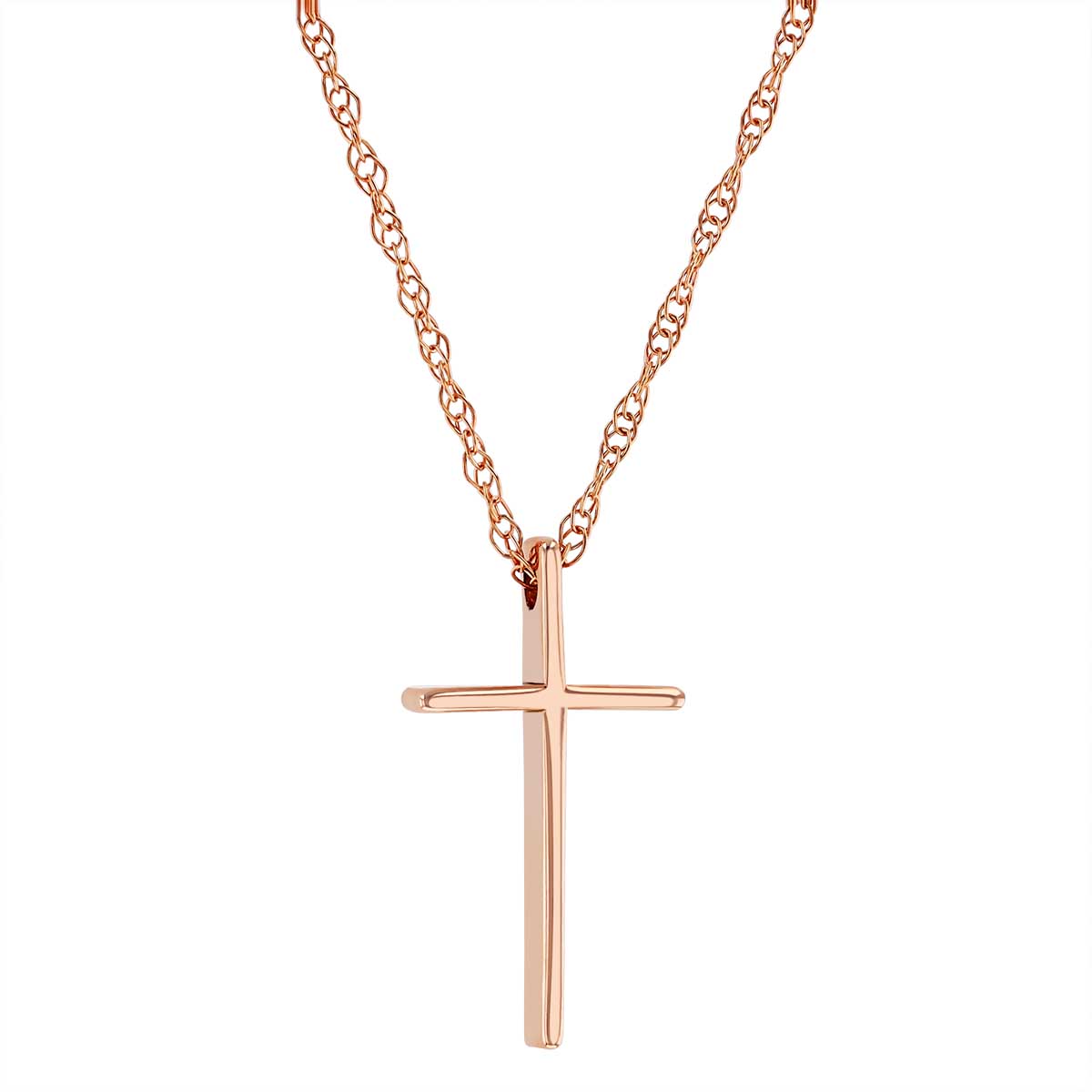 Rose Gold Slim Cross Pendant, 18