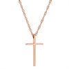 Rose Gold Slim Cross Pendant, 18"