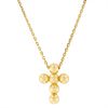 Small Bead Cross Pendant in Yellow Gold, 18"