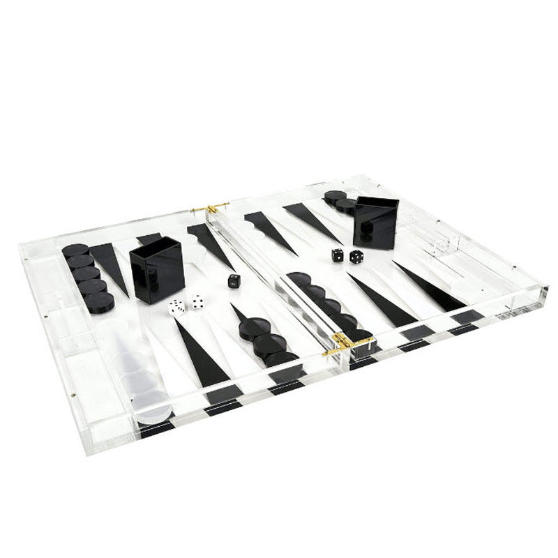 Tizo Acrylic Backgammon Black and White Game Set