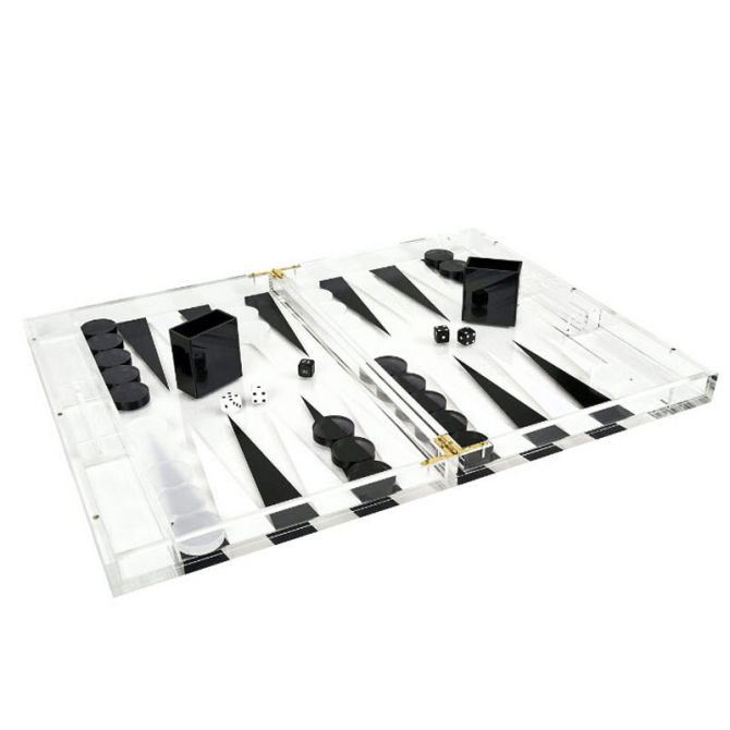 Tizo Acrylic Backgammon Black and White Game Set