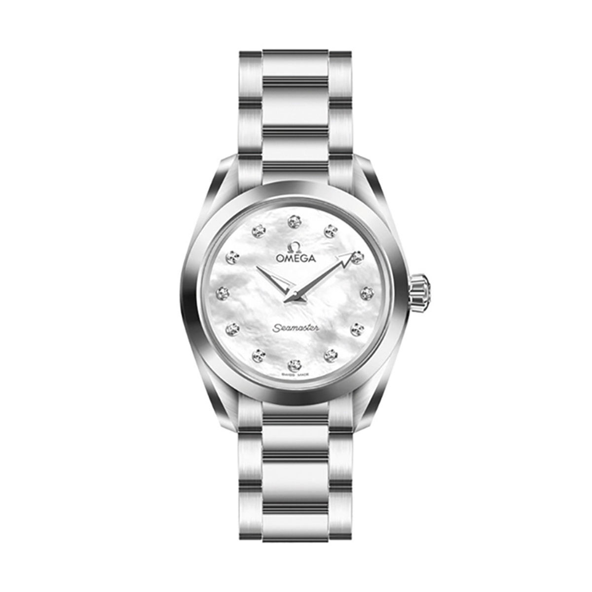 Omega Seamaster Aqua Terra 150m Quartz Stainless Steel 28mm Watch, Mother of Pearl Diamond Dial