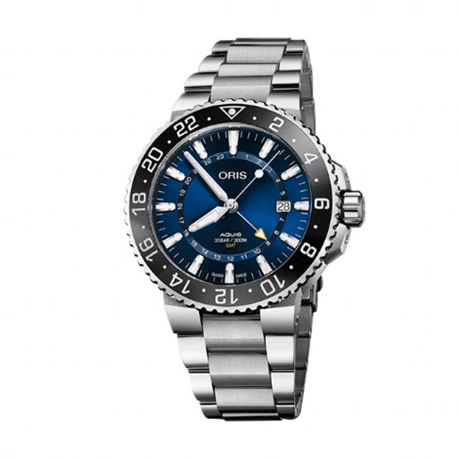Oris Aquis GMT Date 43.5mm Watch, Navy Blue Dial