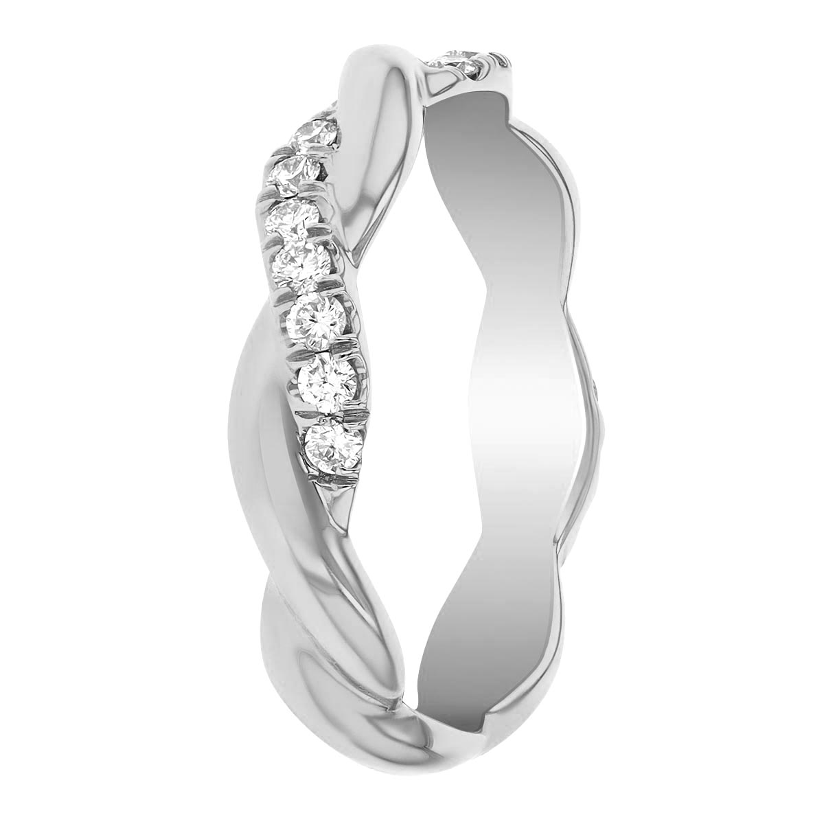 14K White Gold Diamond Twisted Wedding Band, 0.29cttw