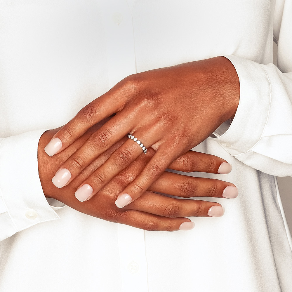Round Diamond Bar Set Wedding Band in White Gold, 0.80 cttw
