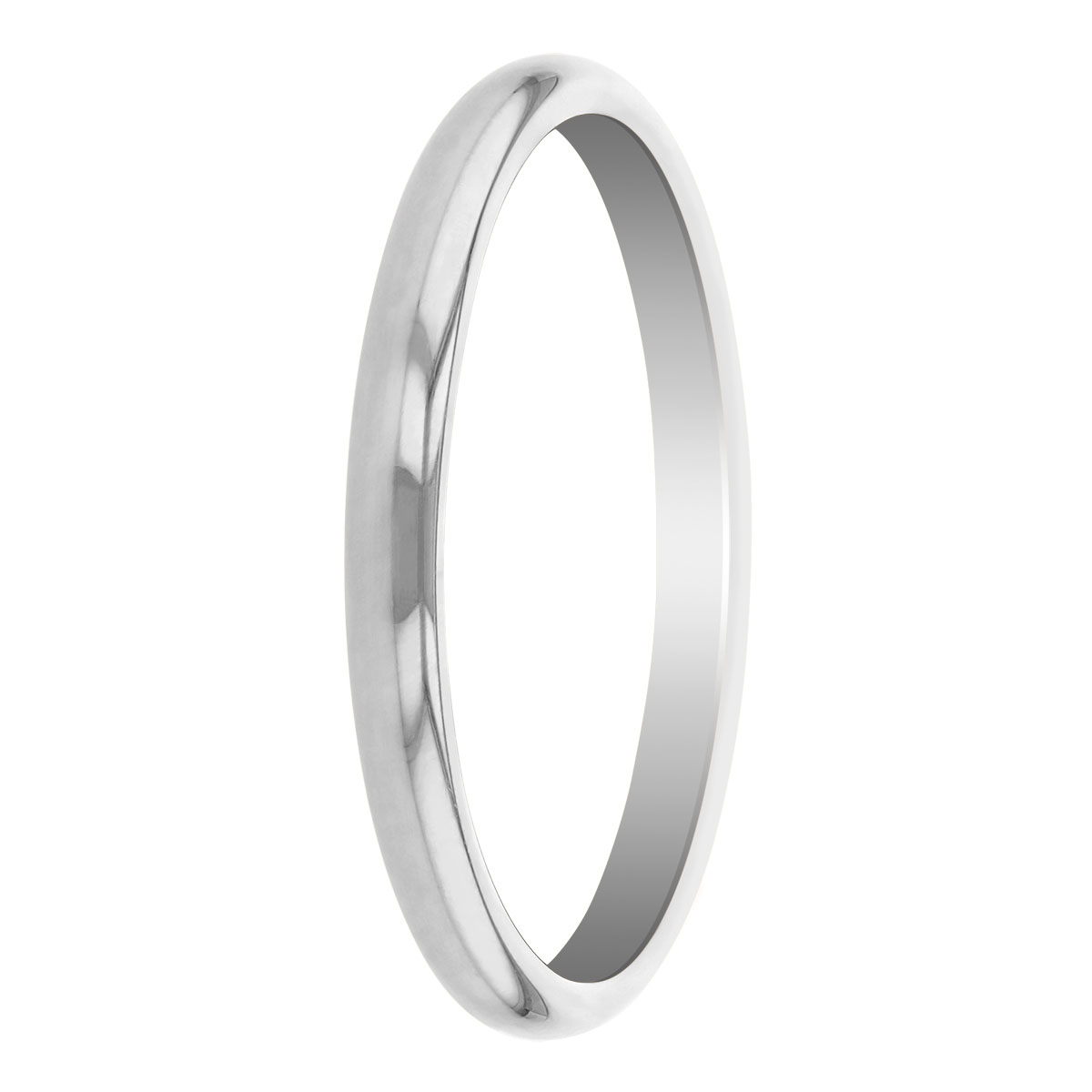 14K White Gold 2mm Low Dome Comfort Fit Wedding Band, Size 7