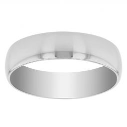 14K White Gold Low Dome Comfort Fit Wedding Band, 5mm