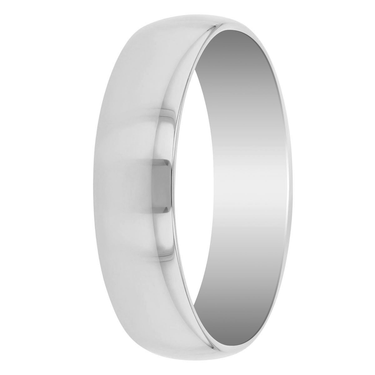 14K White Gold Low Dome Comfort Fit Wedding Band, 5mm