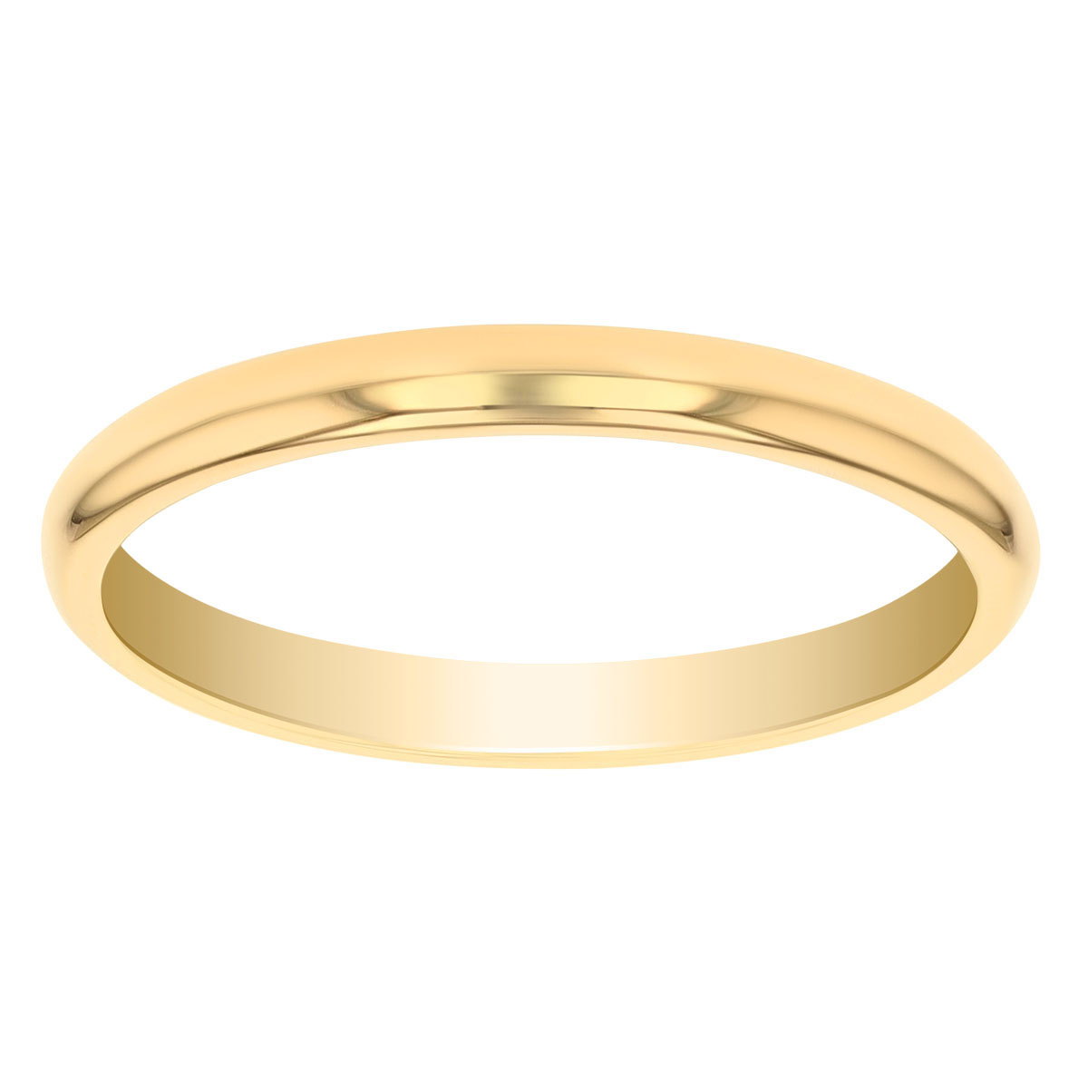 2 mm Comfort Fit Low Dome Wedding Band in Yellow Gold, Size 7