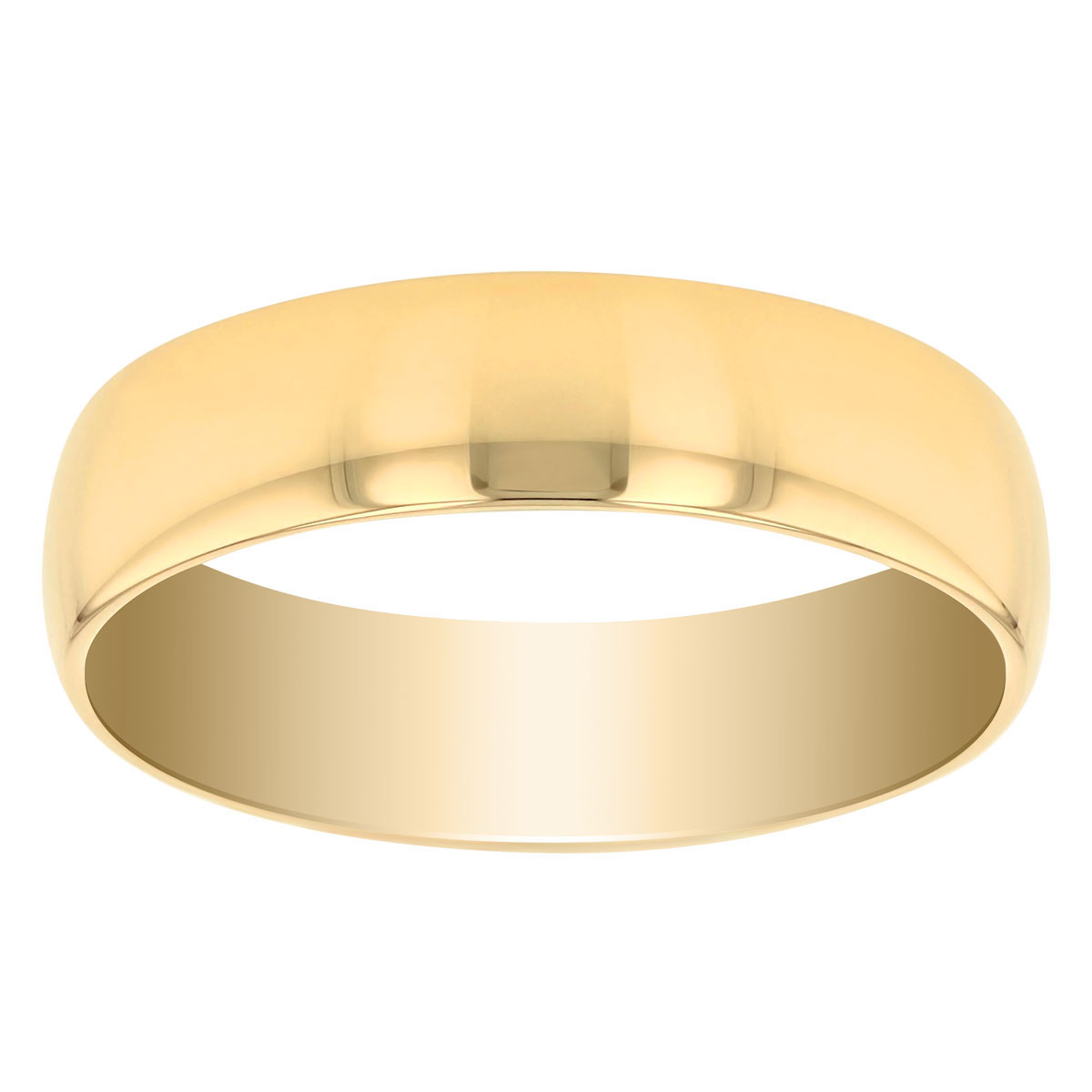 5 mm Comfort Fit Low Dome Wedding Band in Yellow Gold, Size 6