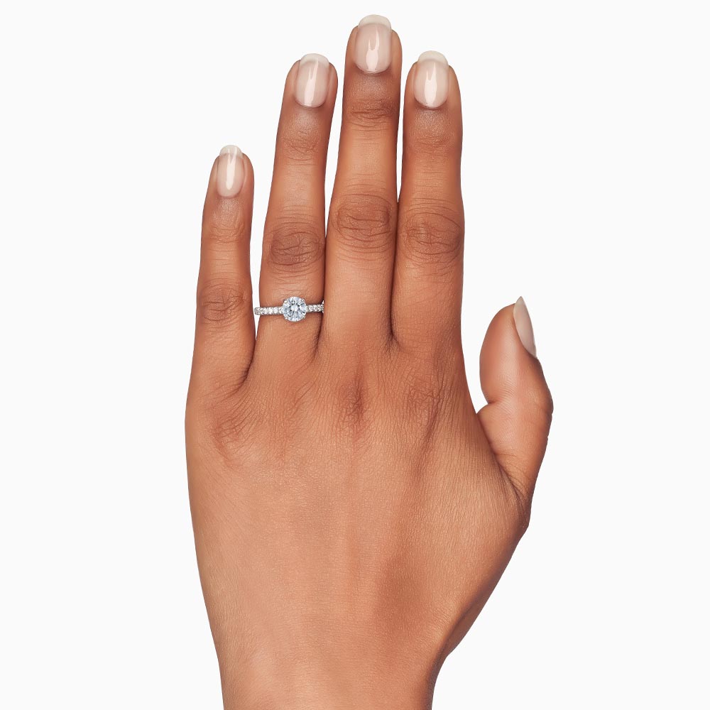 White Gold French Pavé Diamond Side Stone Engagement Ring Setting