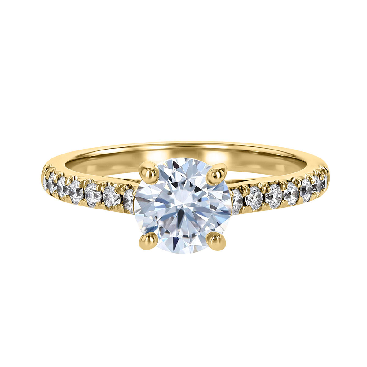 Diamond Half Shank Ring Setting in Yellow Gold, 0.22 cttw