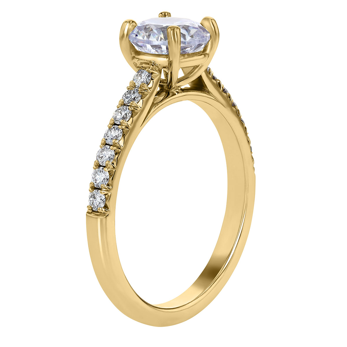 Diamond Half Shank Ring Setting in Yellow Gold, 0.22 cttw