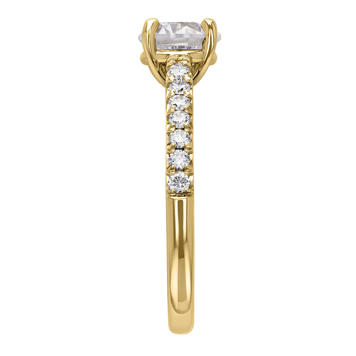Diamond Half Shank Ring Setting in Yellow Gold, 0.22 cttw
