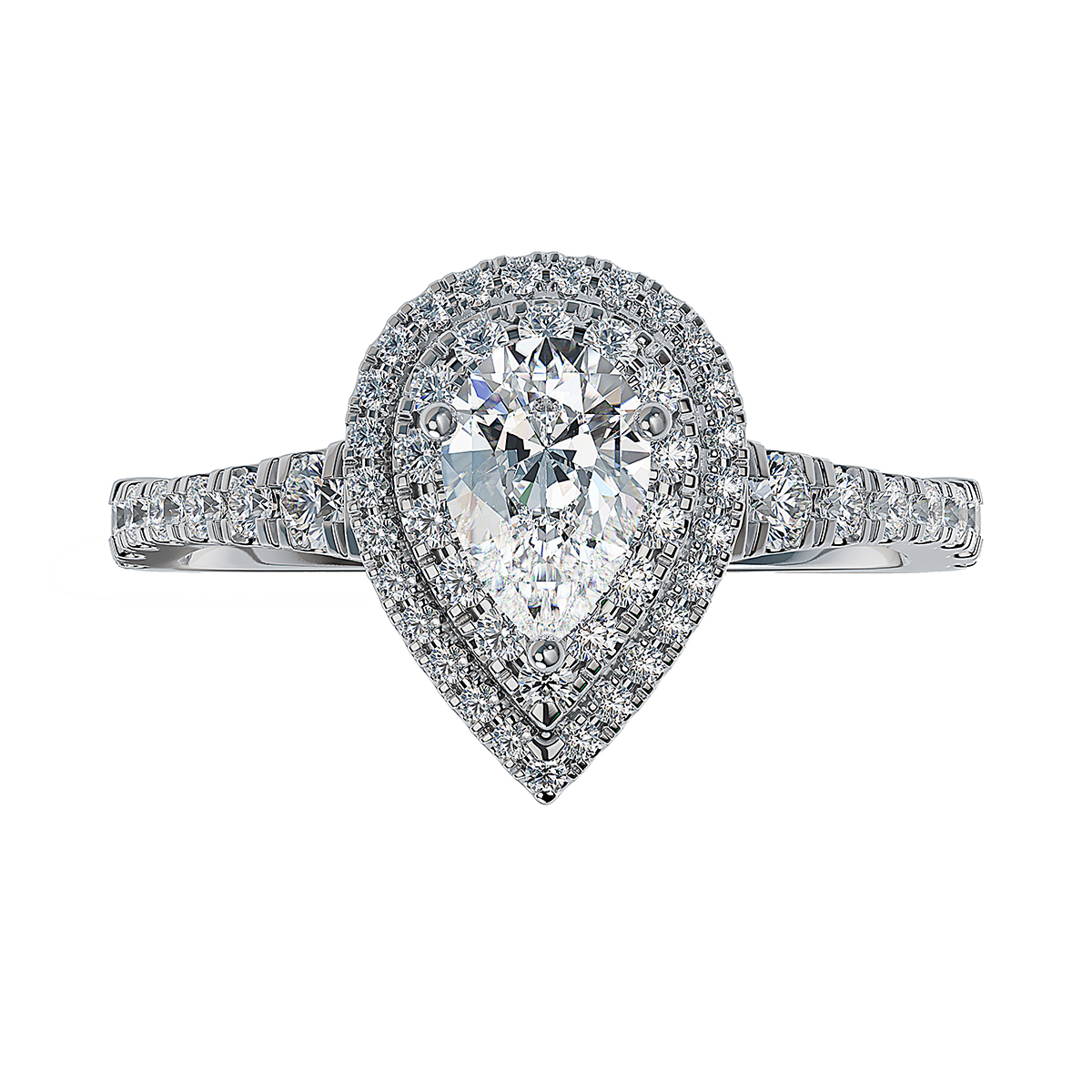 ALTR Lab Grown Diamond Pear Shaped Double Halo Engagement Ring in White Gold