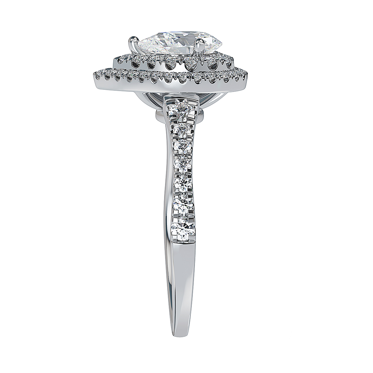 ALTR Lab Grown Diamond Pear Shaped Double Halo Engagement Ring in White Gold