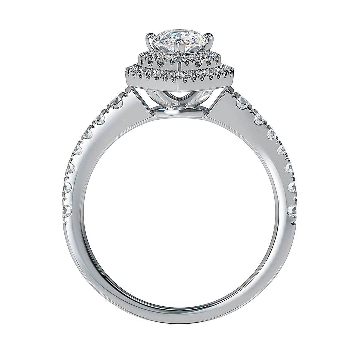 ALTR Lab Grown Diamond Pear Shaped Double Halo Engagement Ring in White Gold