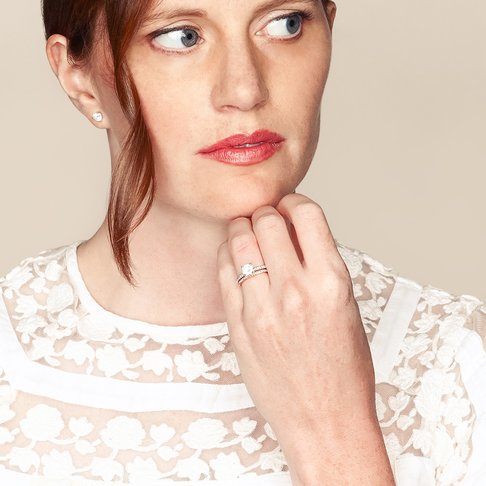 18K Gold Diamond Side Stone Engagement Ring Setting, 0.13 cttw