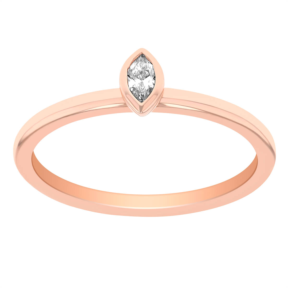 Marquise Diamond Dainty Bezel Set Solitaire Ring in Rose Gold