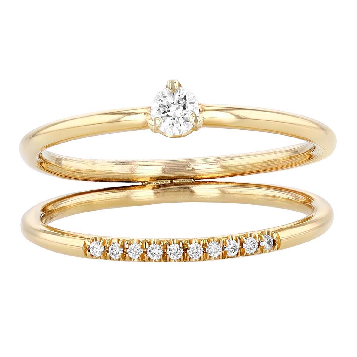 Zoe Chicco Pave & Prong Diamond Open Double Band Ring in Yellow Gold