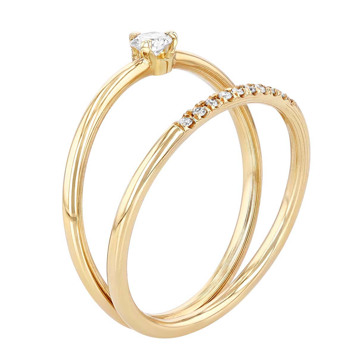 Zoe Chicco Pave & Prong Diamond Open Double Band Ring in Yellow Gold