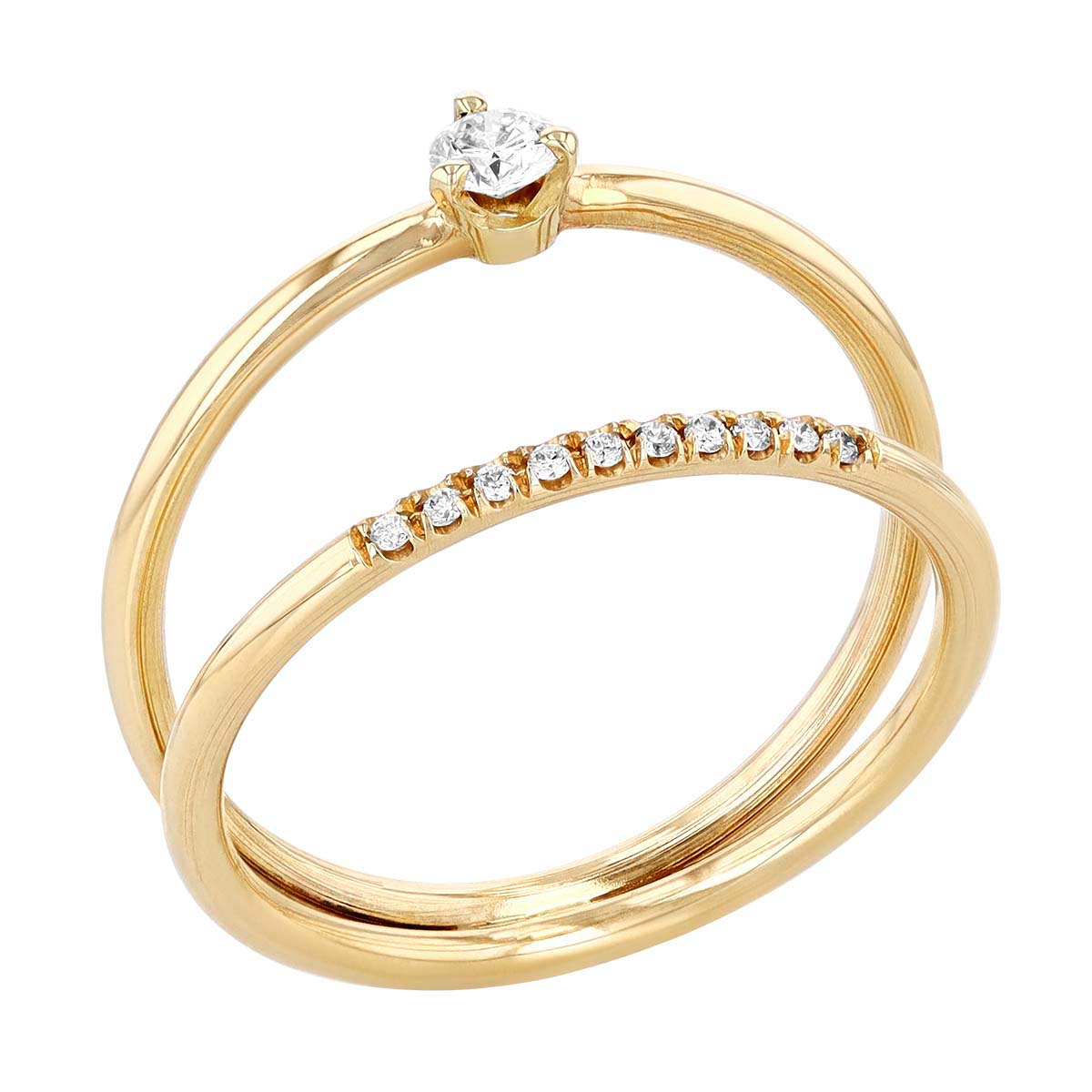 Zoe Chicco Pave & Prong Diamond Open Double Band Ring in Yellow Gold